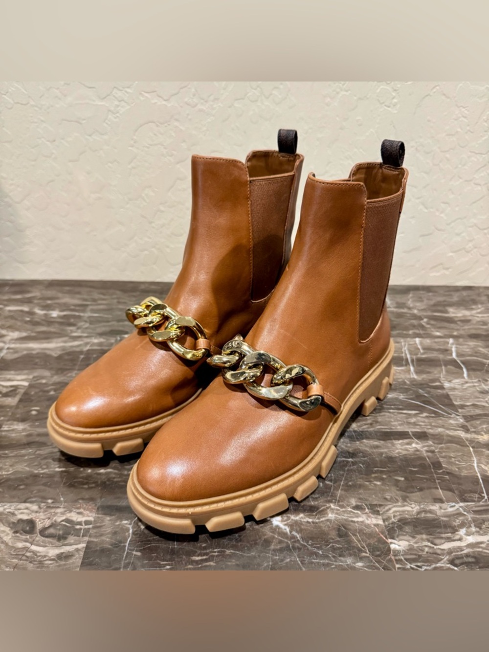 NEW Michael Kors Scarlett Chain Leather Ankle Boots